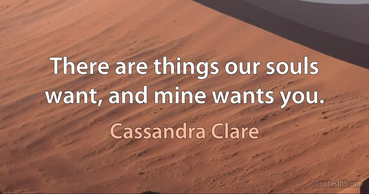 There are things our souls want, and mine wants you. (Cassandra Clare)