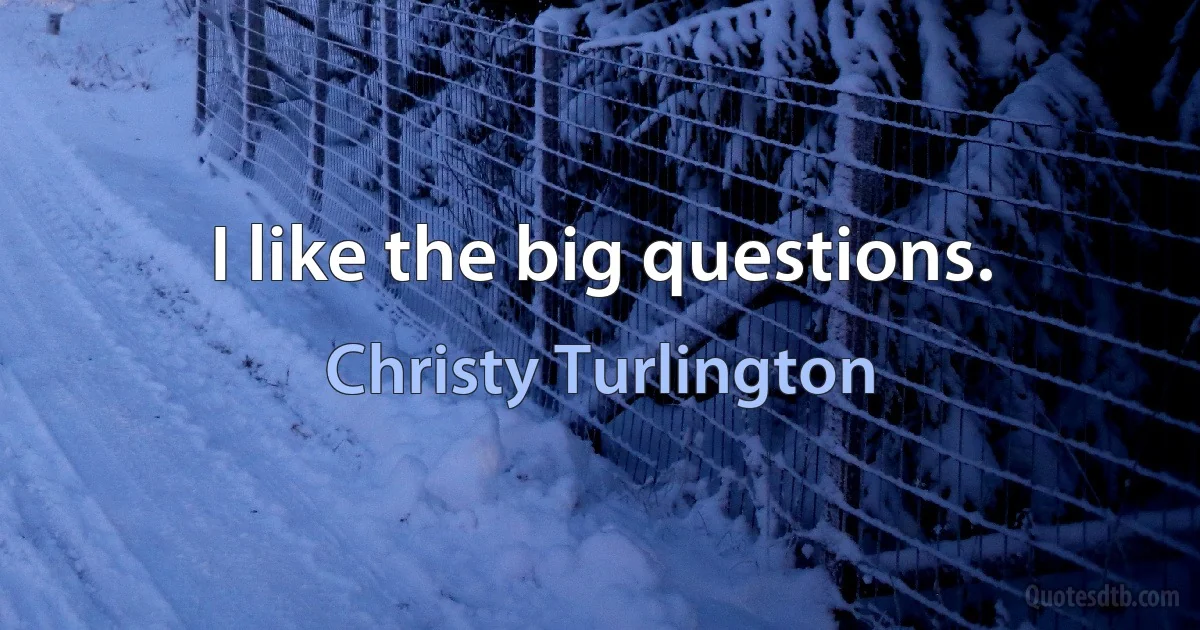 I like the big questions. (Christy Turlington)