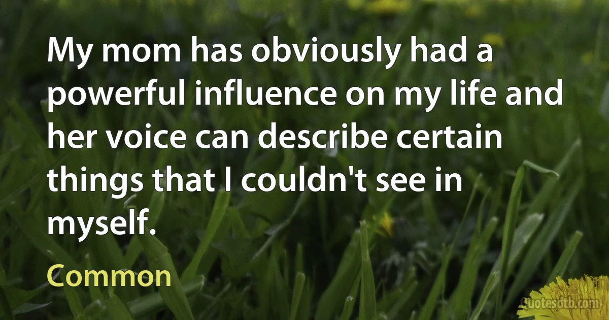 My mom has obviously had a powerful influence on my life and her voice can describe certain things that I couldn't see in myself. (Common)