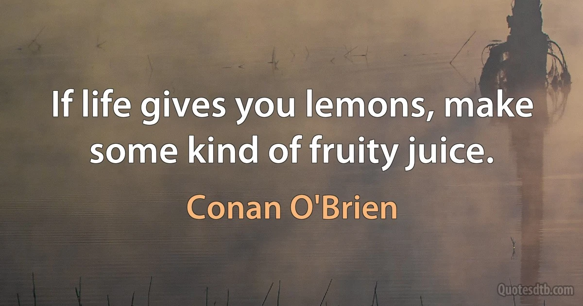 If life gives you lemons, make some kind of fruity juice. (Conan O'Brien)