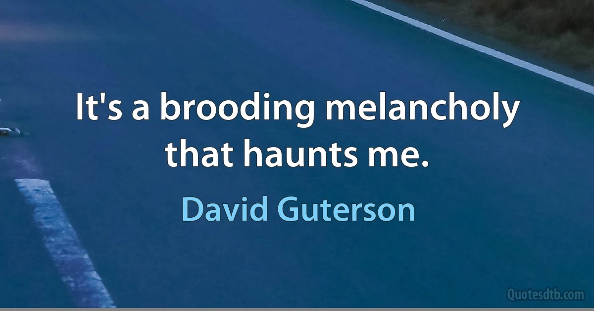 It's a brooding melancholy that haunts me. (David Guterson)