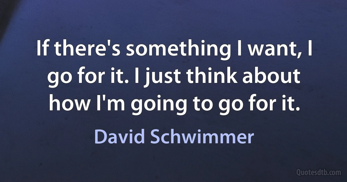 If there's something I want, I go for it. I just think about how I'm going to go for it. (David Schwimmer)