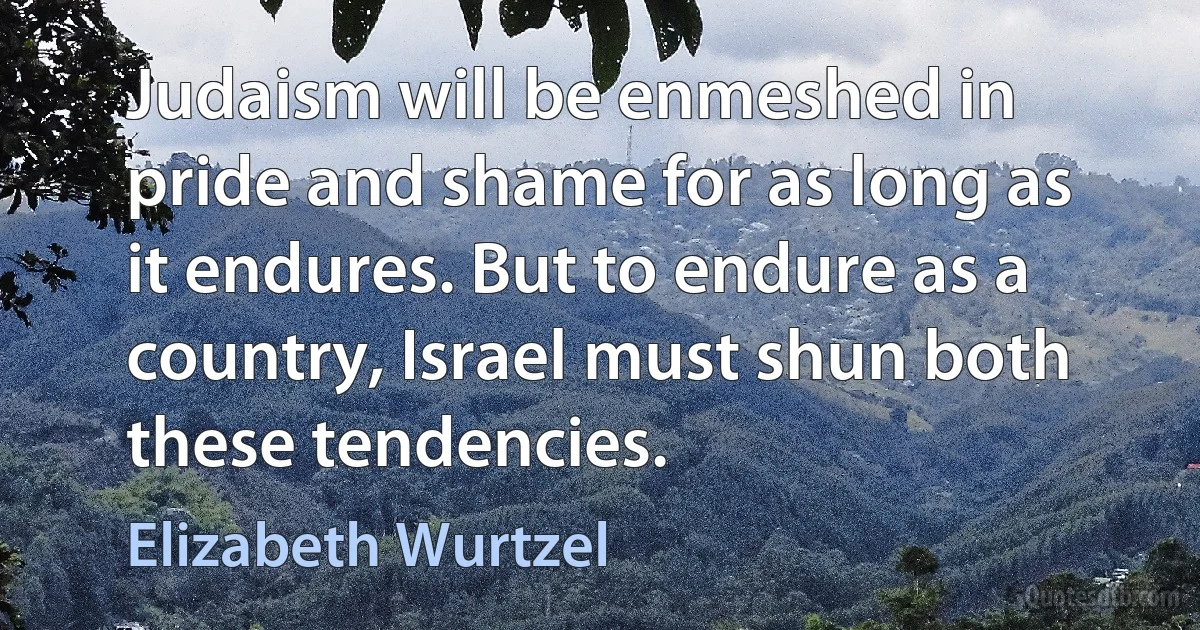 Judaism will be enmeshed in pride and shame for as long as it endures. But to endure as a country, Israel must shun both these tendencies. (Elizabeth Wurtzel)