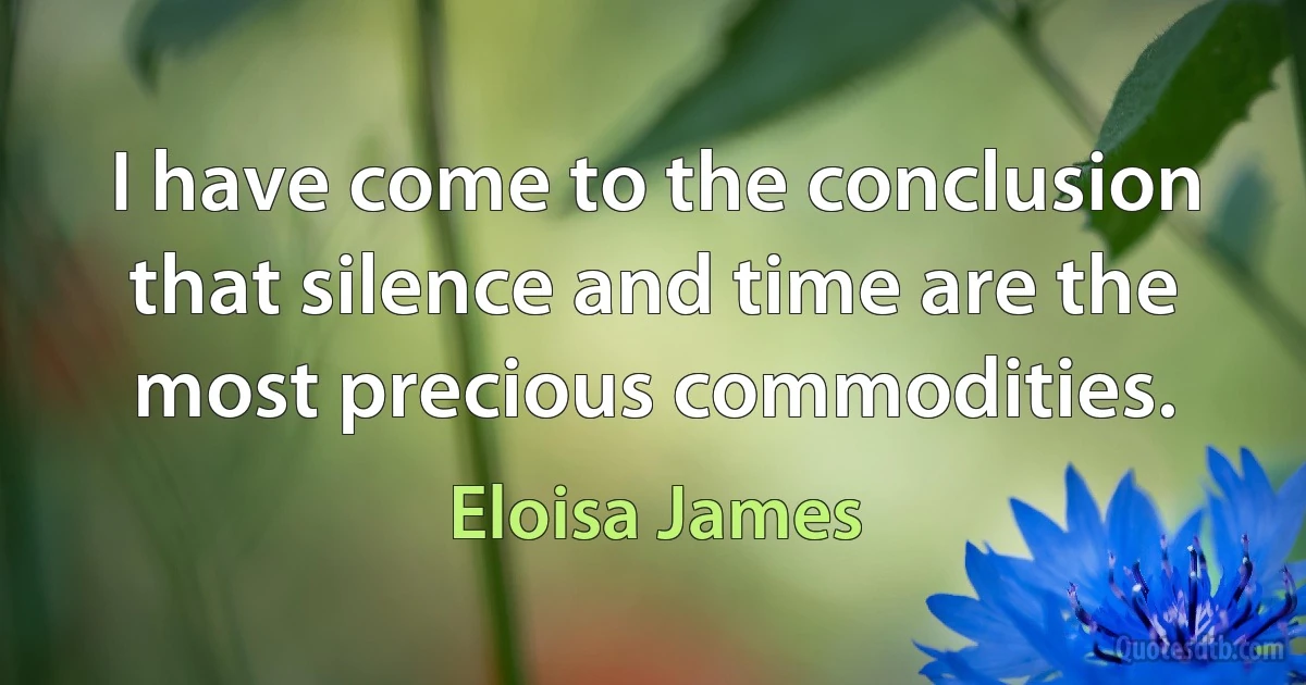 I have come to the conclusion that silence and time are the most precious commodities. (Eloisa James)