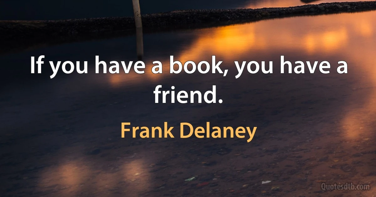 If you have a book, you have a friend. (Frank Delaney)