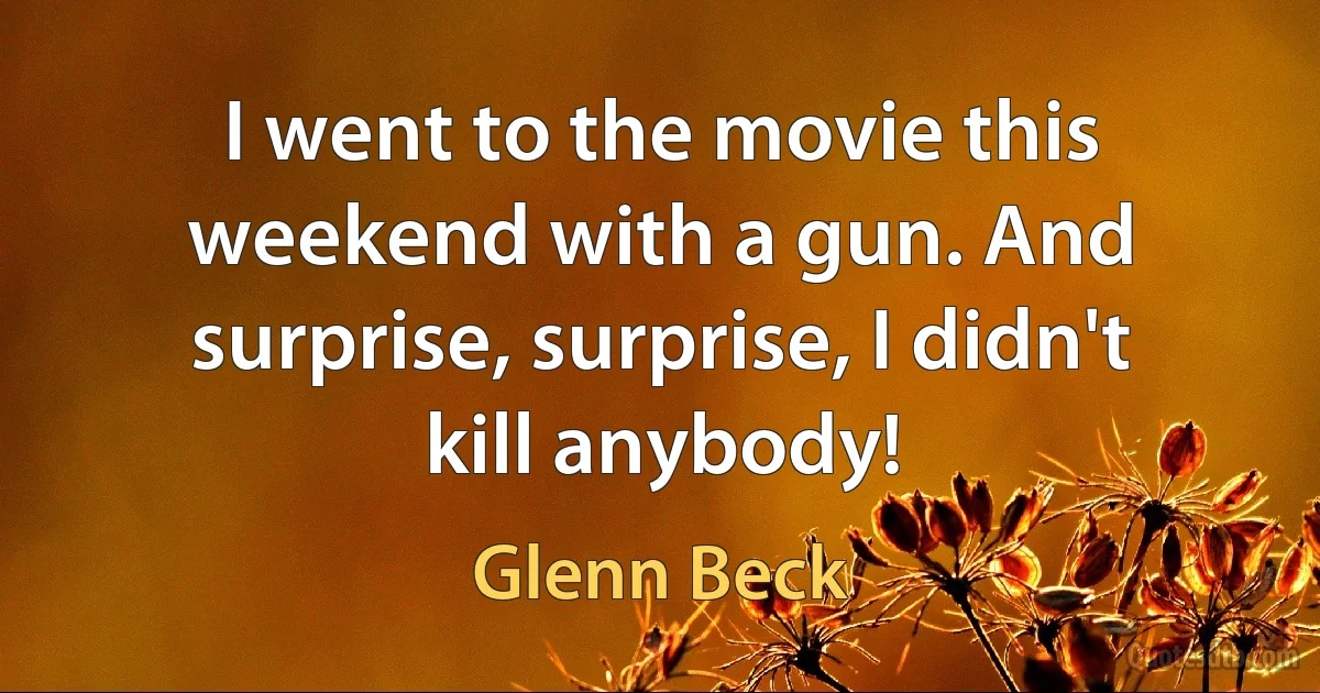 I went to the movie this weekend with a gun. And surprise, surprise, I didn't kill anybody! (Glenn Beck)