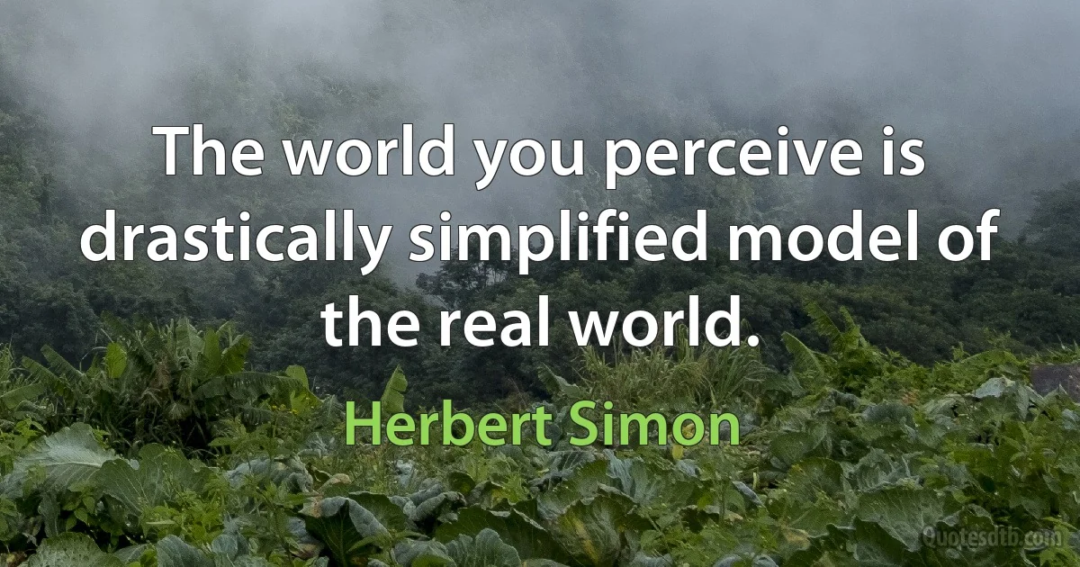 The world you perceive is drastically simplified model of the real world. (Herbert Simon)