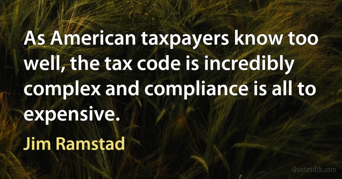 As American taxpayers know too well, the tax code is incredibly complex and compliance is all to expensive. (Jim Ramstad)