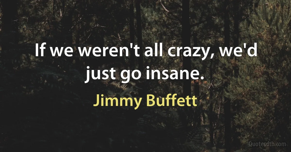 If we weren't all crazy, we'd just go insane. (Jimmy Buffett)