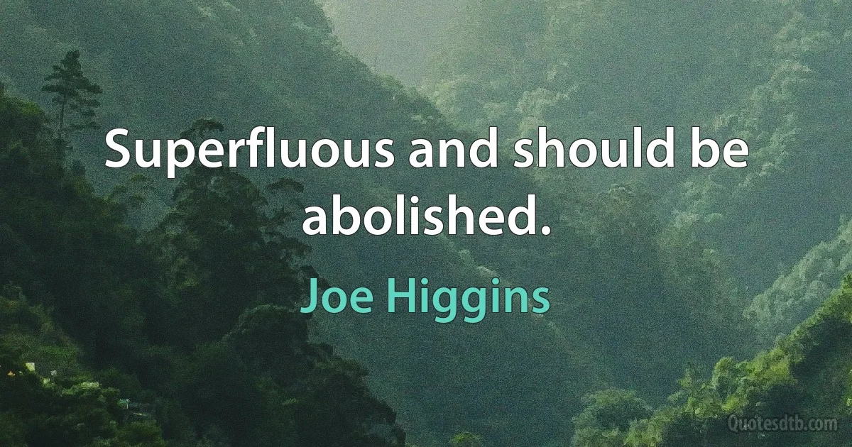 Superfluous and should be abolished. (Joe Higgins)