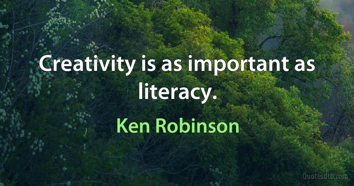 Creativity is as important as literacy. (Ken Robinson)