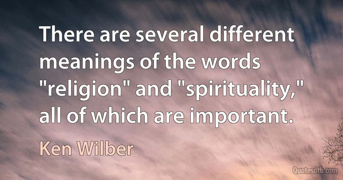 There are several different meanings of the words "religion" and "spirituality," all of which are important. (Ken Wilber)