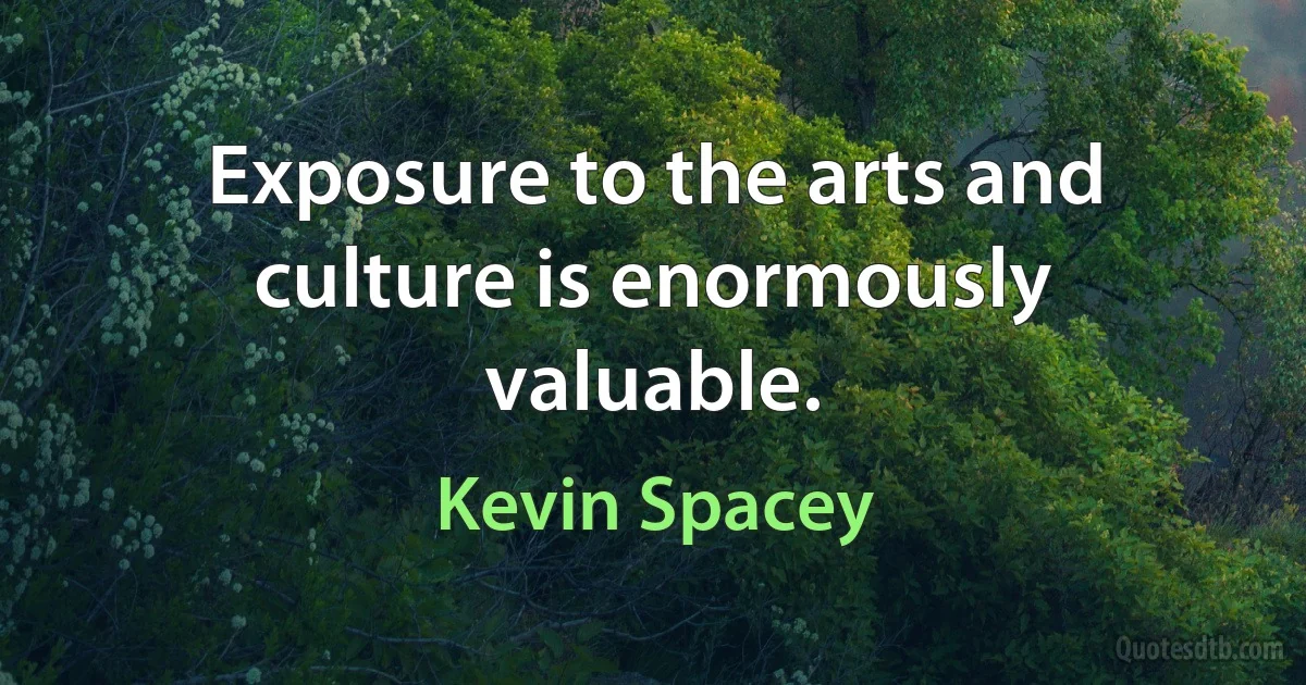 Exposure to the arts and culture is enormously valuable. (Kevin Spacey)