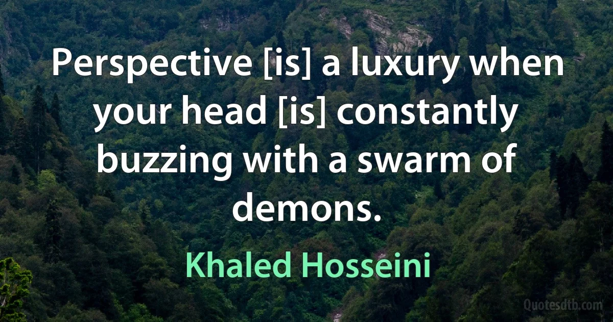 Perspective [is] a luxury when your head [is] constantly buzzing with a swarm of demons. (Khaled Hosseini)