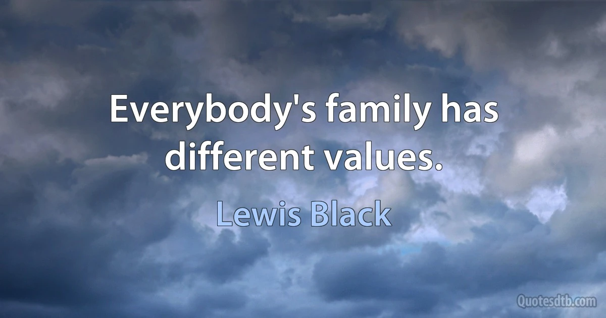 Everybody's family has different values. (Lewis Black)