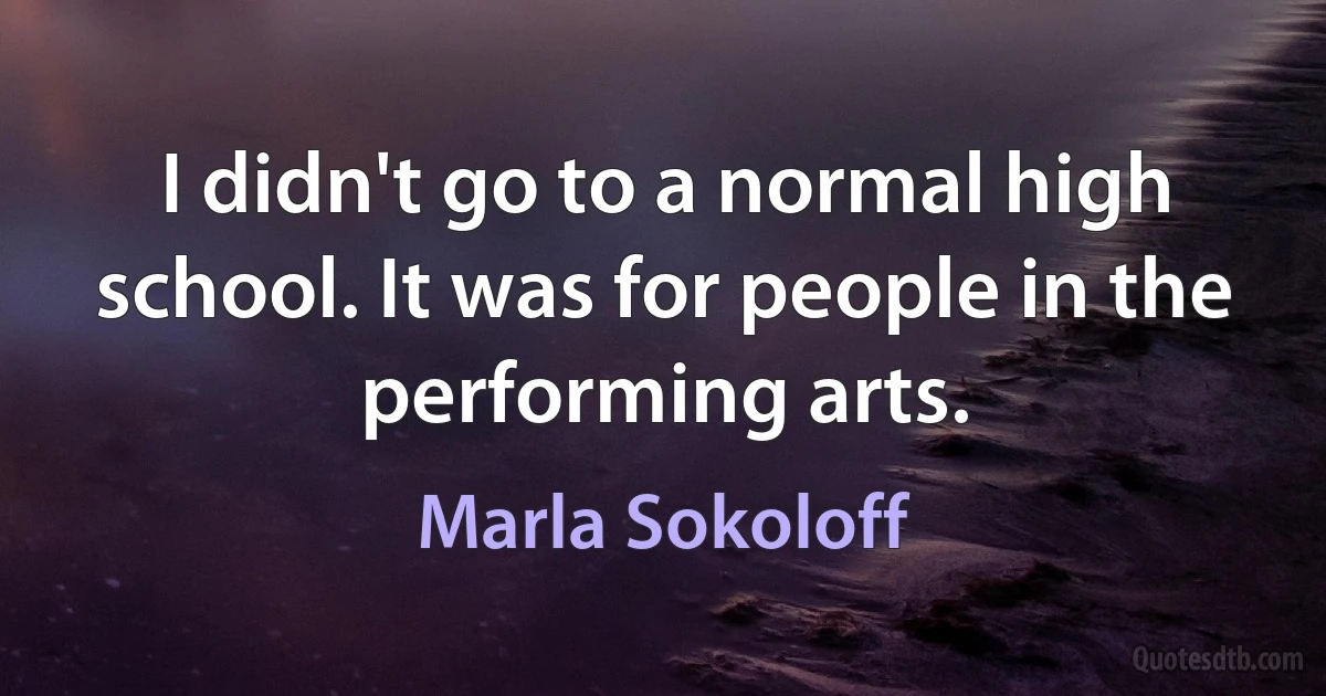 I didn't go to a normal high school. It was for people in the performing arts. (Marla Sokoloff)