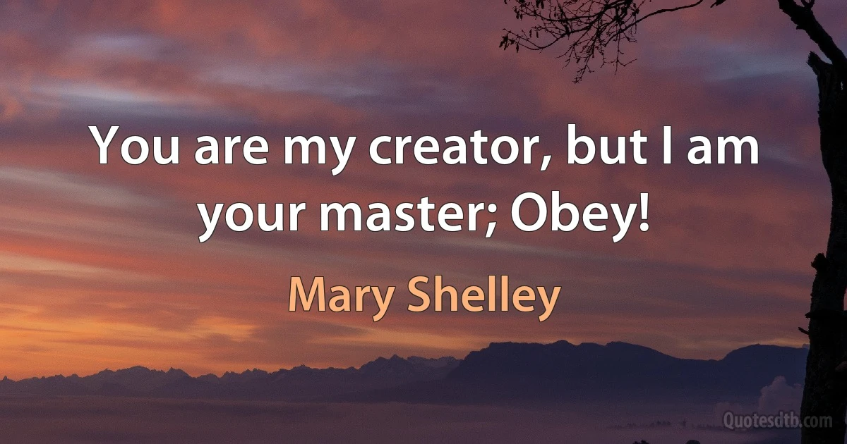 You are my creator, but I am your master; Obey! (Mary Shelley)