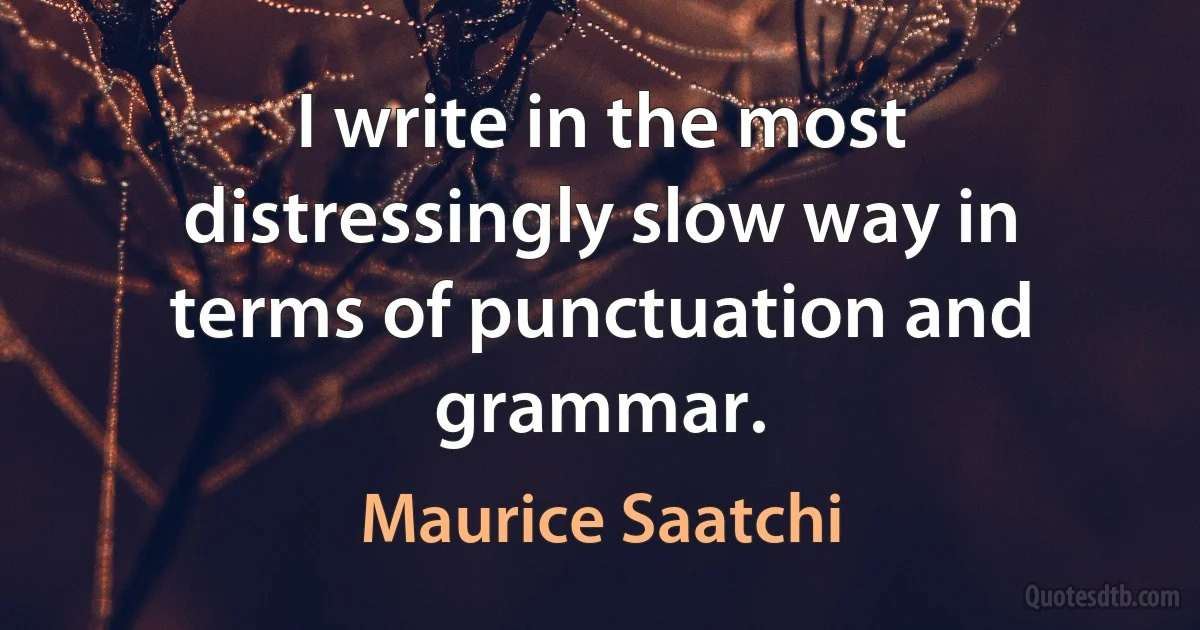 I write in the most distressingly slow way in terms of punctuation and grammar. (Maurice Saatchi)