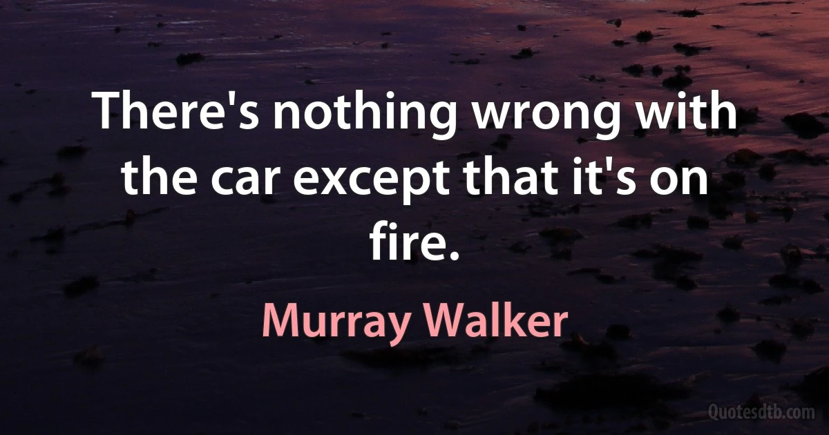 There's nothing wrong with the car except that it's on fire. (Murray Walker)