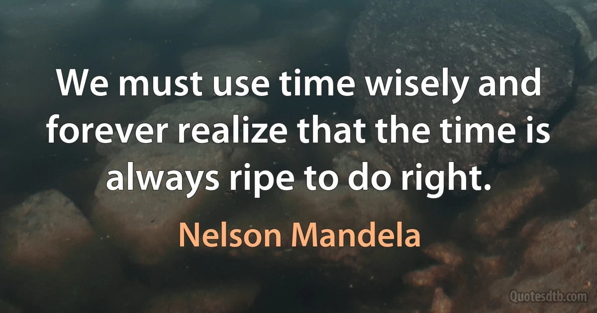 We must use time wisely and forever realize that the time is always ripe to do right. (Nelson Mandela)