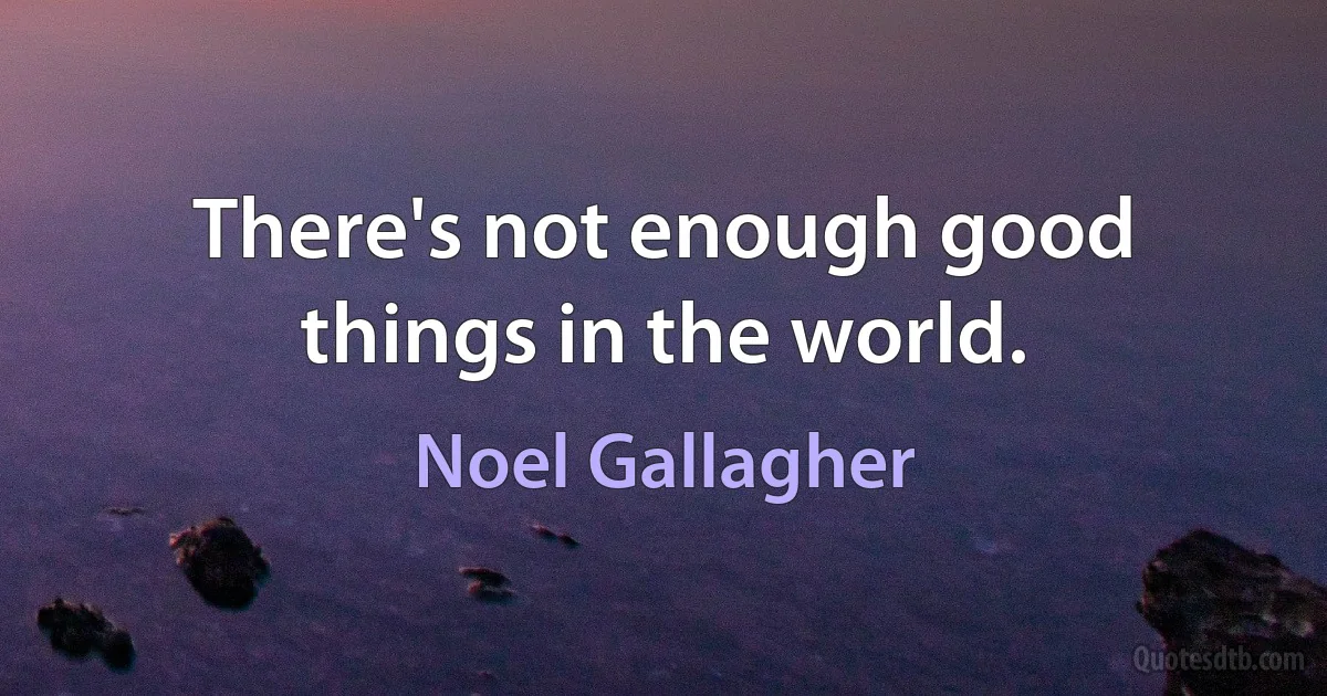 There's not enough good things in the world. (Noel Gallagher)