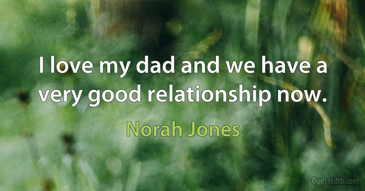 I love my dad and we have a very good relationship now. (Norah Jones)