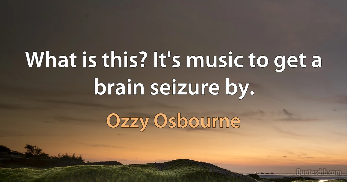 What is this? It's music to get a brain seizure by. (Ozzy Osbourne)