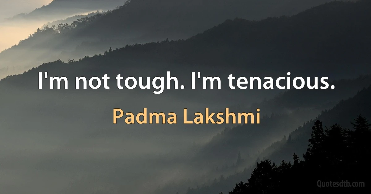 I'm not tough. I'm tenacious. (Padma Lakshmi)