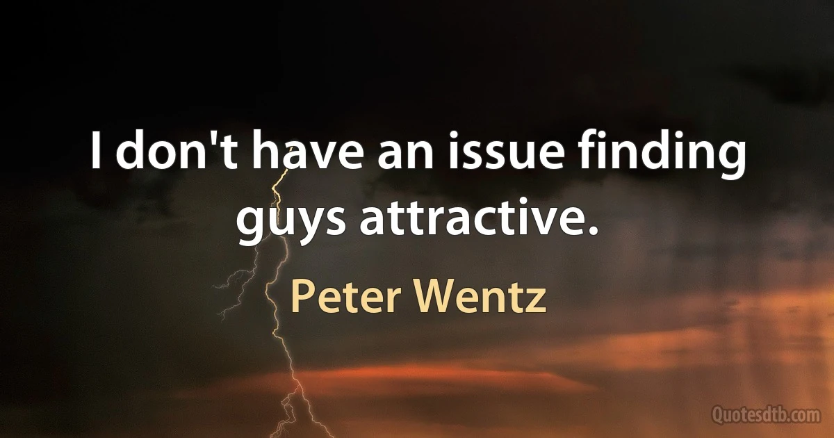 I don't have an issue finding guys attractive. (Peter Wentz)