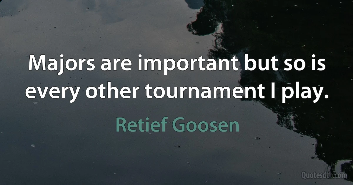 Majors are important but so is every other tournament I play. (Retief Goosen)