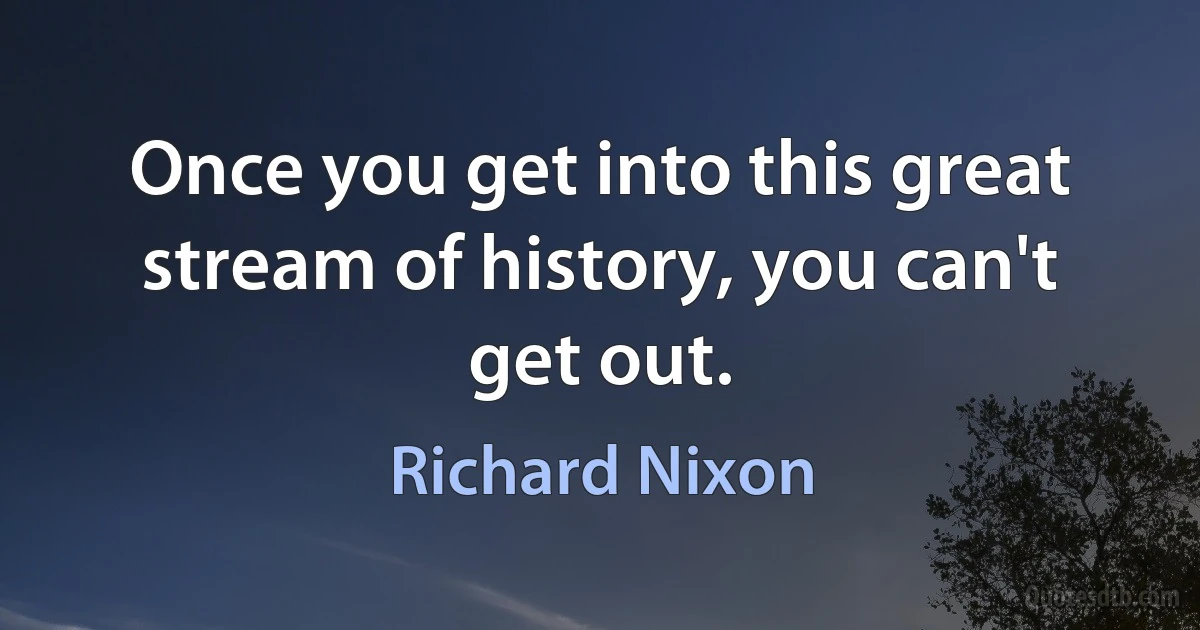 Once you get into this great stream of history, you can't get out. (Richard Nixon)