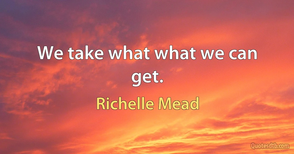 We take what what we can get. (Richelle Mead)