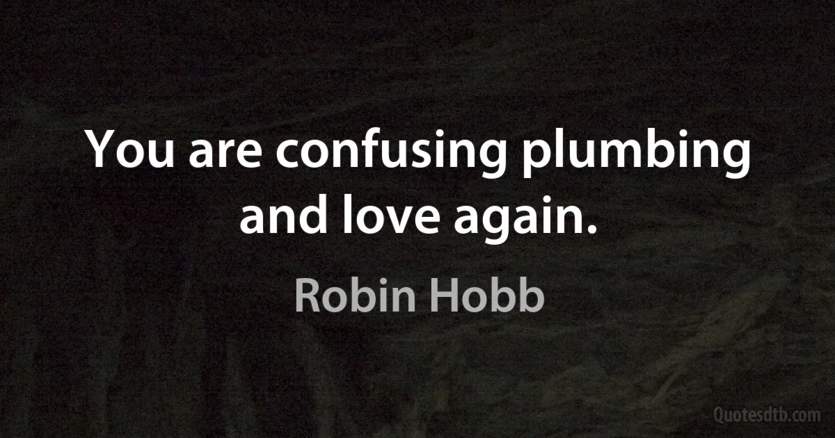 You are confusing plumbing and love again. (Robin Hobb)