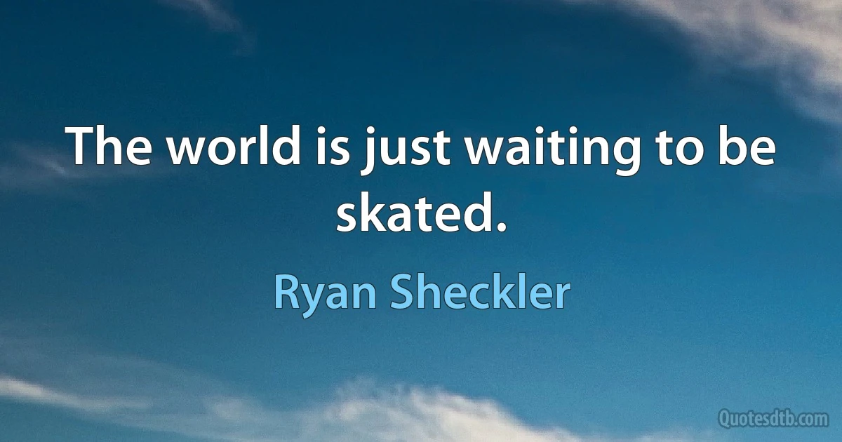 The world is just waiting to be skated. (Ryan Sheckler)