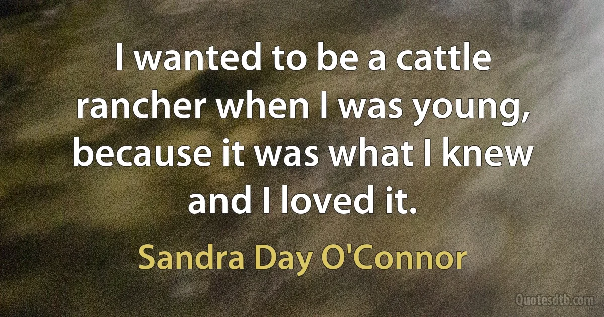 I wanted to be a cattle rancher when I was young, because it was what I knew and I loved it. (Sandra Day O'Connor)