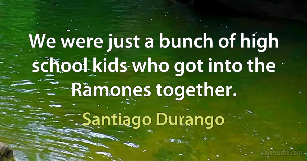 We were just a bunch of high school kids who got into the Ramones together. (Santiago Durango)