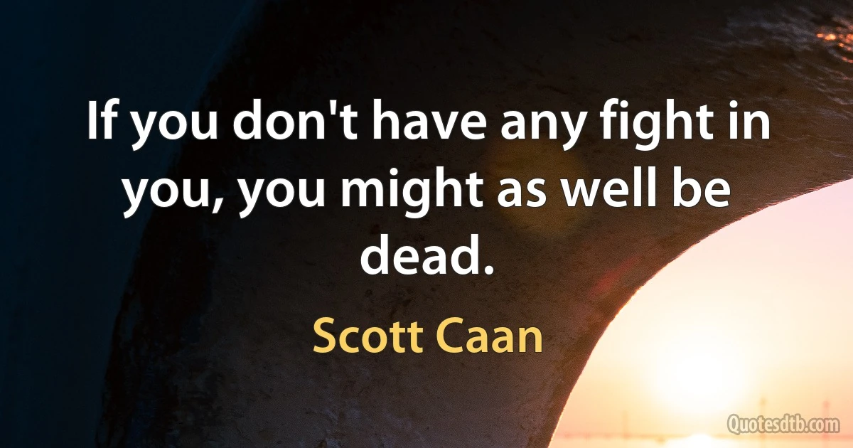 If you don't have any fight in you, you might as well be dead. (Scott Caan)