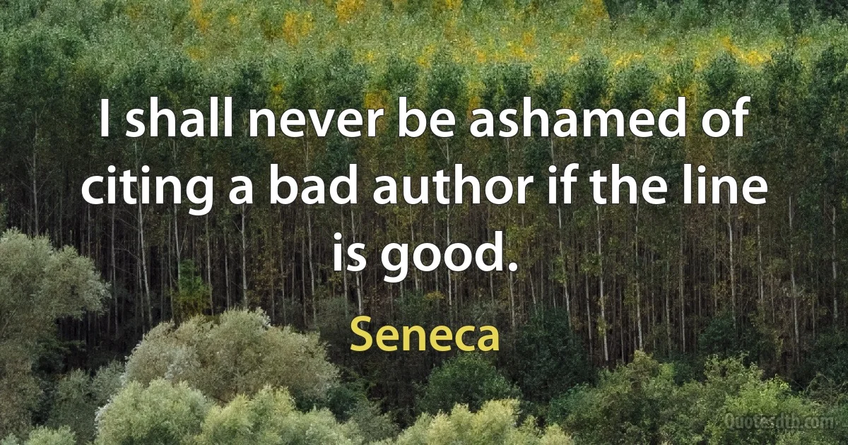 I shall never be ashamed of citing a bad author if the line is good. (Seneca)