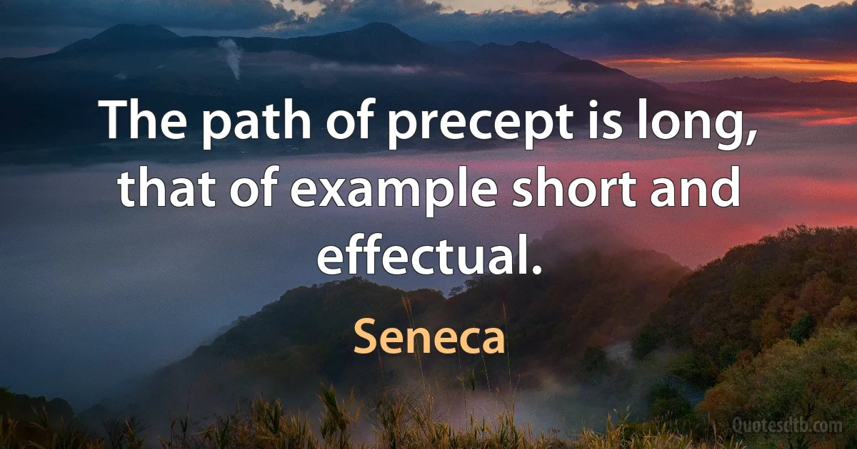 The path of precept is long, that of example short and effectual. (Seneca)