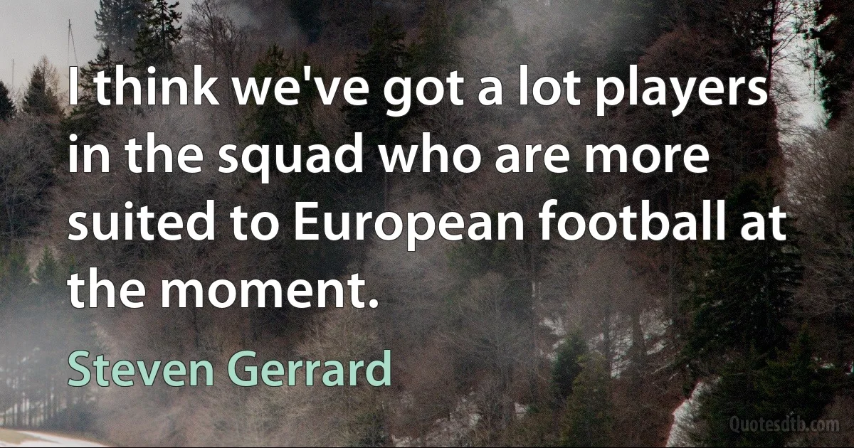 I think we've got a lot players in the squad who are more suited to European football at the moment. (Steven Gerrard)