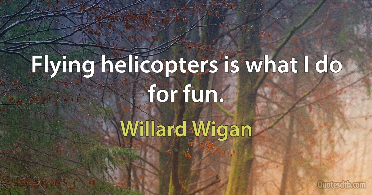 Flying helicopters is what I do for fun. (Willard Wigan)