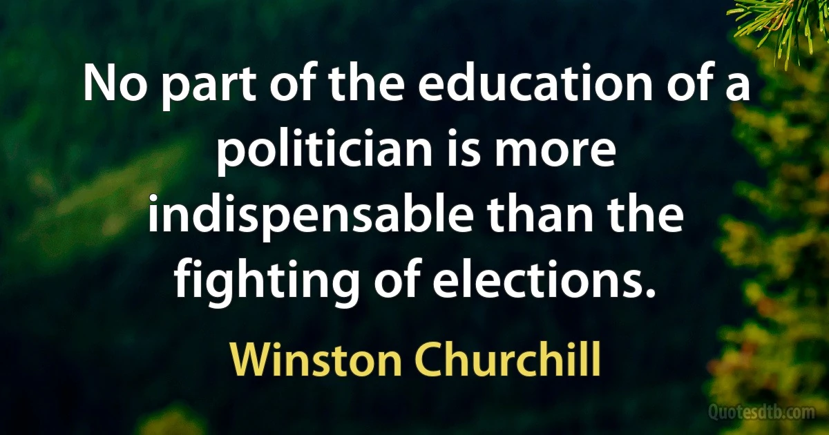 No part of the education of a politician is more indispensable than the fighting of elections. (Winston Churchill)