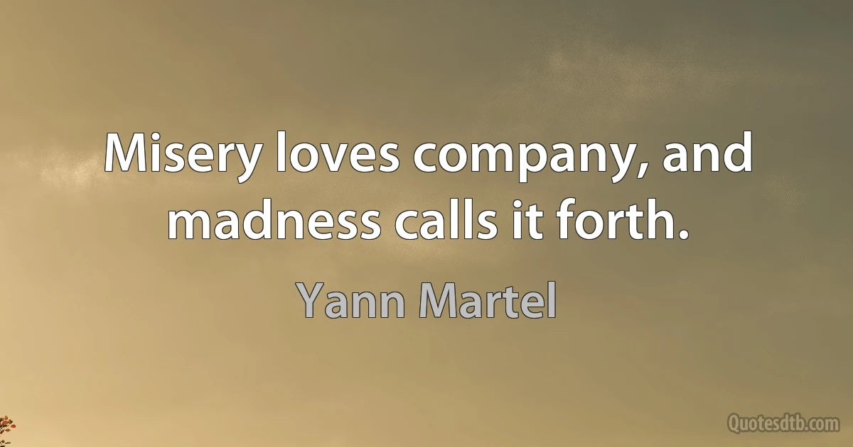 Misery loves company, and madness calls it forth. (Yann Martel)