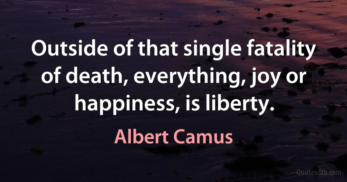 Outside of that single fatality of death, everything, joy or happiness, is liberty. (Albert Camus)