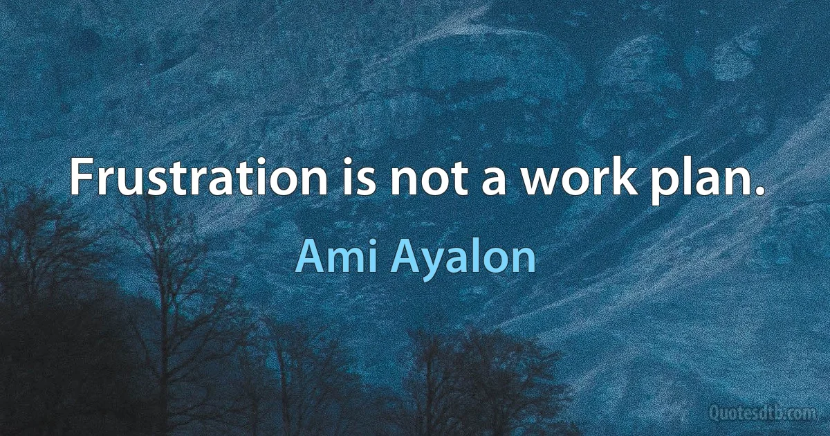 Frustration is not a work plan. (Ami Ayalon)