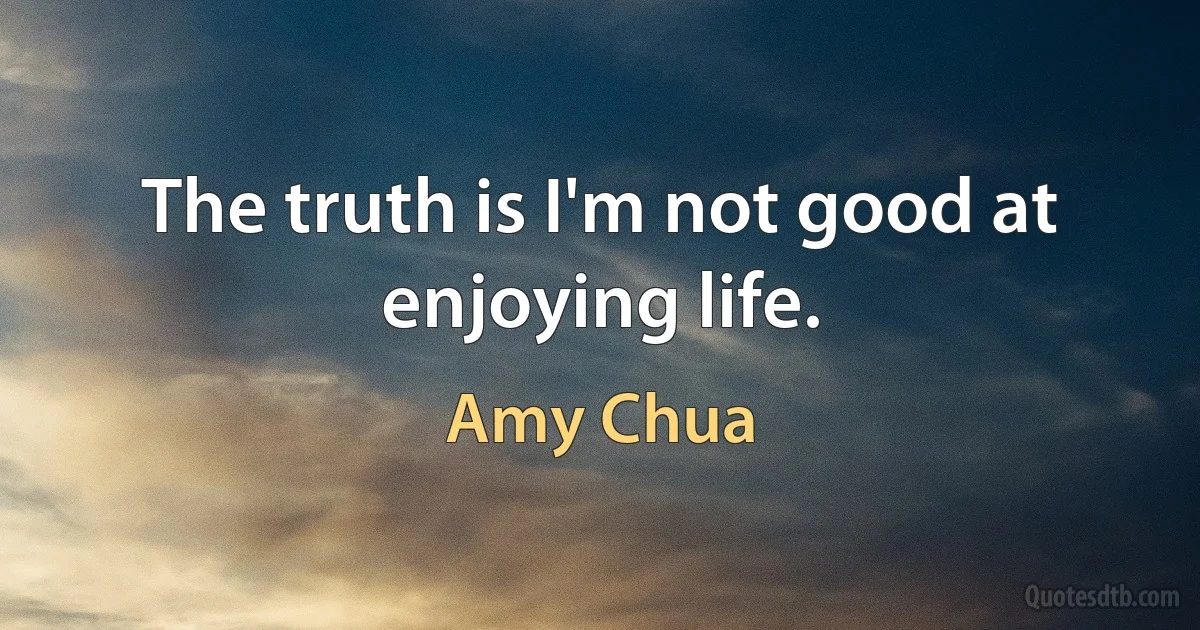 The truth is I'm not good at enjoying life. (Amy Chua)