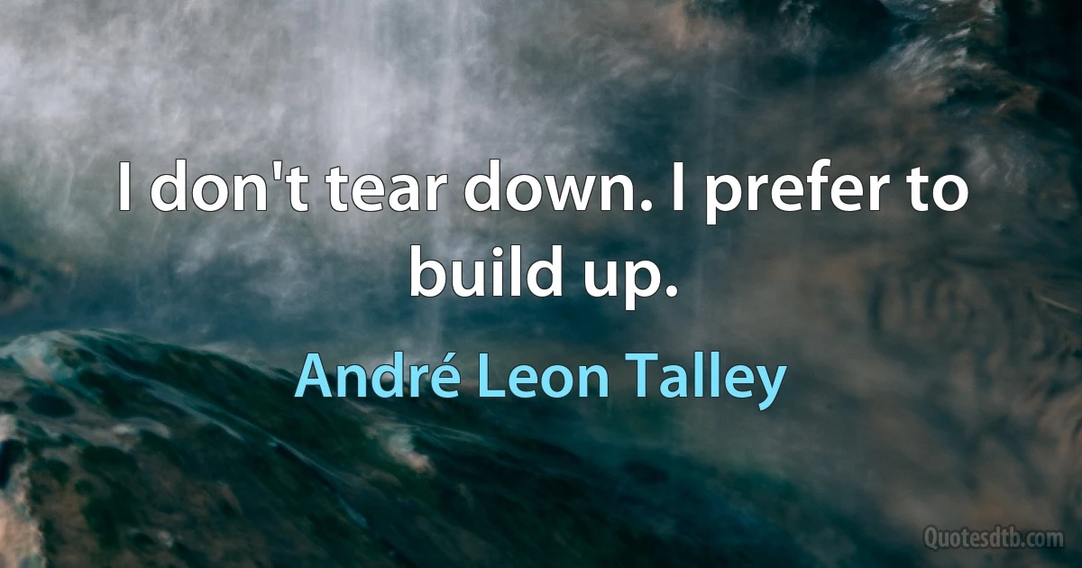 I don't tear down. I prefer to build up. (André Leon Talley)