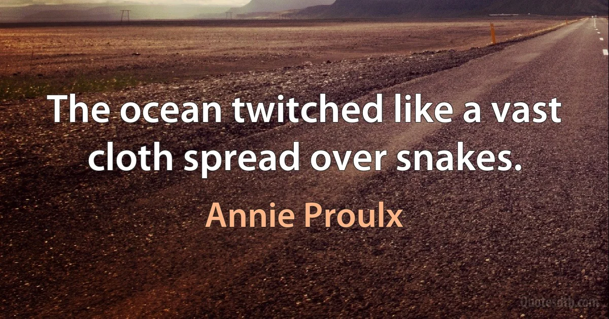 The ocean twitched like a vast cloth spread over snakes. (Annie Proulx)