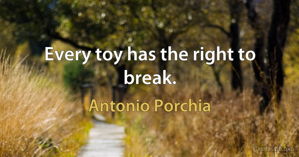 Every toy has the right to break. (Antonio Porchia)