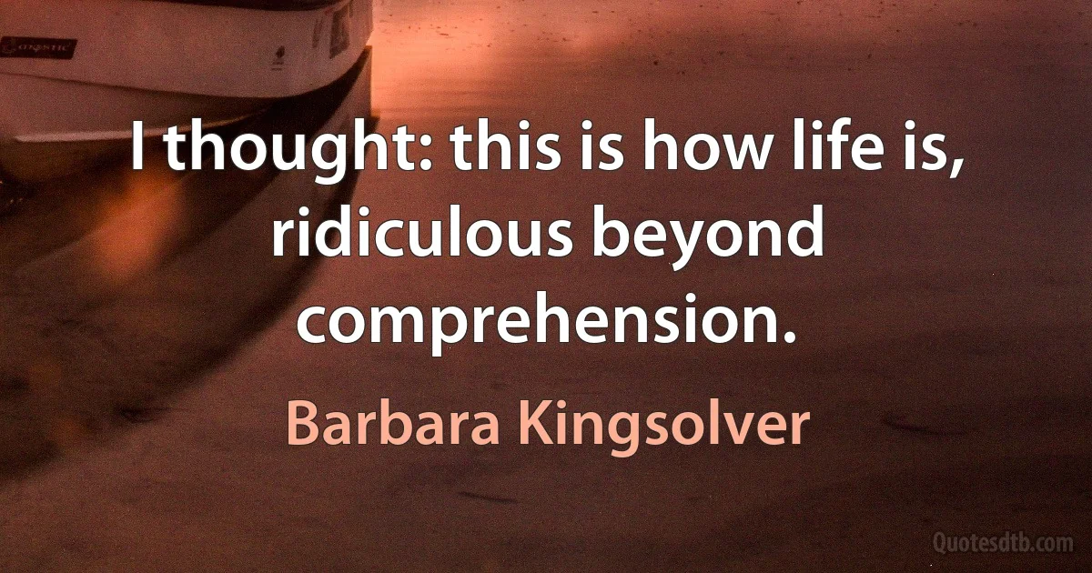 I thought: this is how life is, ridiculous beyond comprehension. (Barbara Kingsolver)